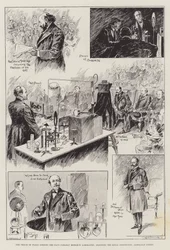 O Príncipe de Gales abrindo o Laboratório de Pesquisa Davy-Faraday, adjacente à Royal Institution, Albemarle Street
